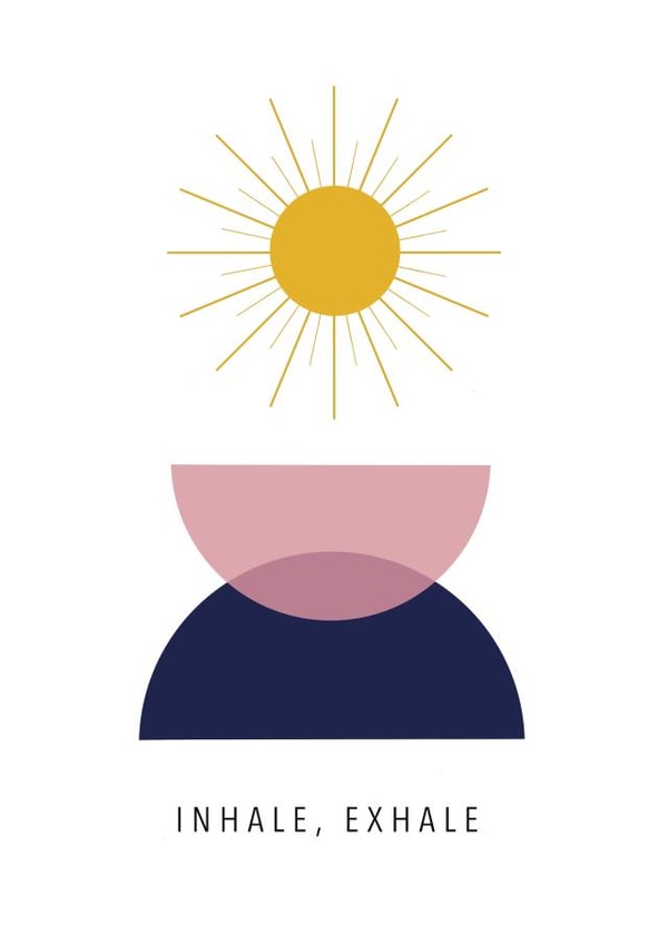 Inhale, Exhale Positive Affirmation card created by Frankie Rose Illustration