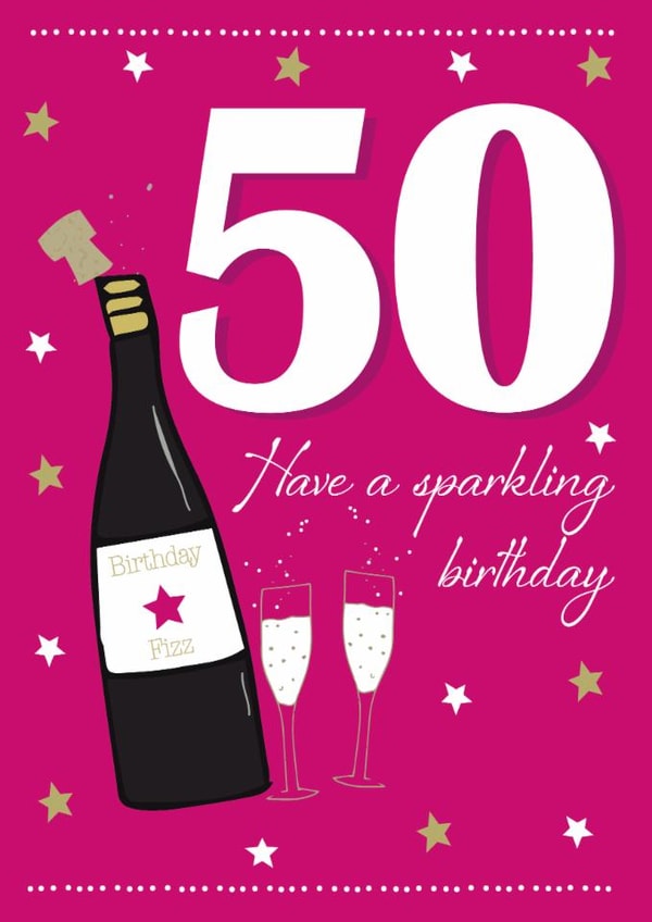 50th champagne / prosecco birthday card created by Missycards