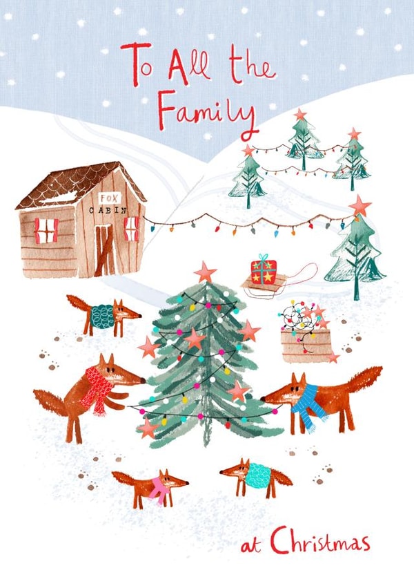 Fox family Christmas card card