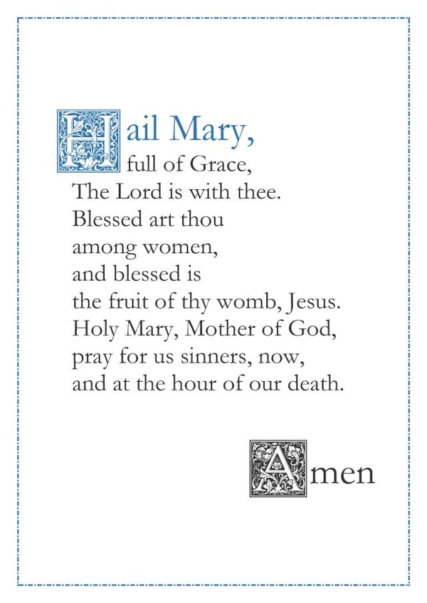 Hail Mary prayer in English created by Orate Fratres