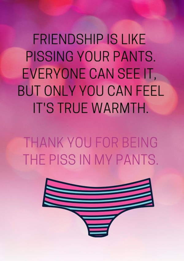 Friendship is like pissing your pants. created by Lovelier