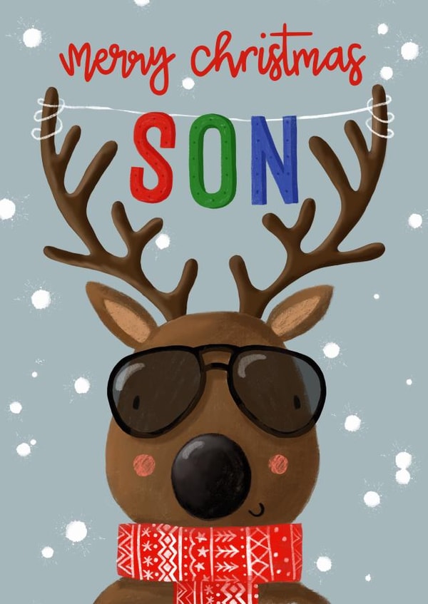 Merry Christmas Son - Son - Reindeer - Cool - Shades - Cool Kid - Child - Merry Christmas Card created by Nicola Watson