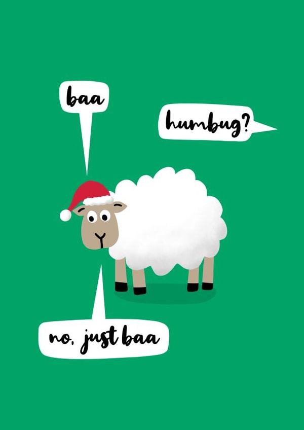 Baa Humbug - Baa - Sheep - Animal - Christmas Sheep - Funny - Humbug - Modern - Christmas Card created by Sassy Sarah