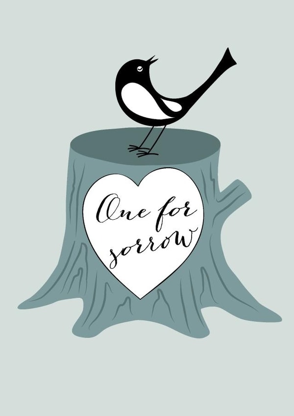 One for Sorrow - Condolence card created by Willow and Ink