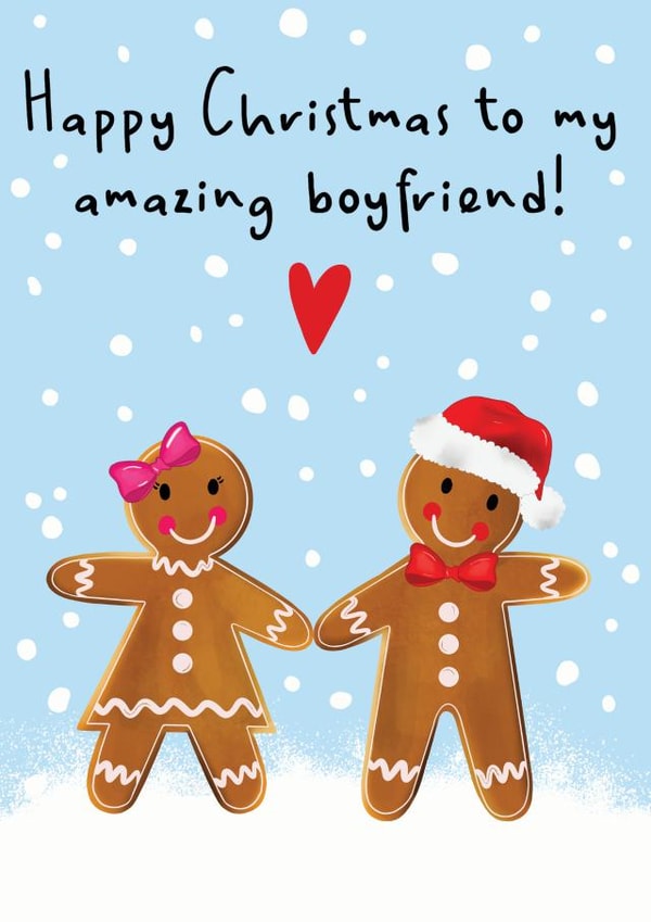 Amazing Boyfriend - Gingerbread Couple - Festive - Biscuits - Holding Hands - Boyfriend - Gingerbread - Christmas Card created by Amy Florence Design
