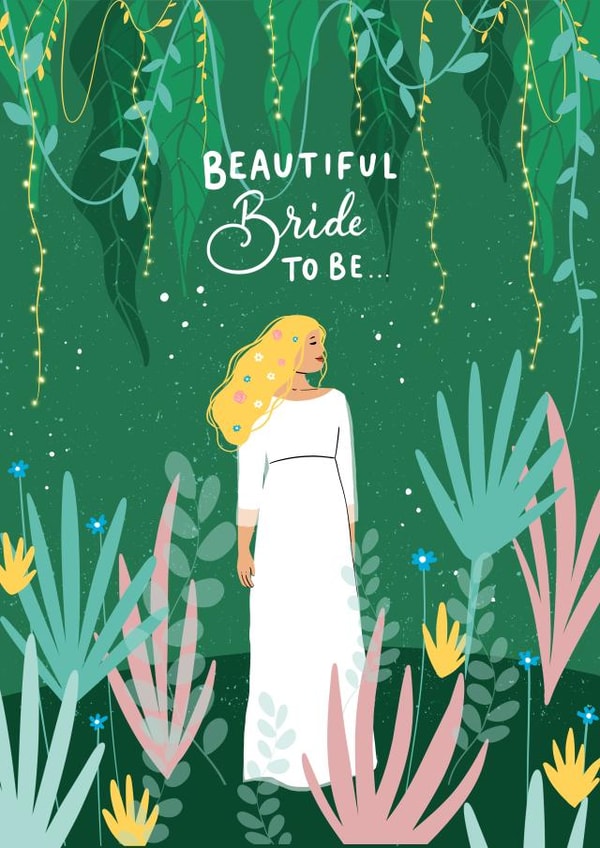 Beautiful Bride to Be - Illustrated wedding card created by Salty Siren Studios