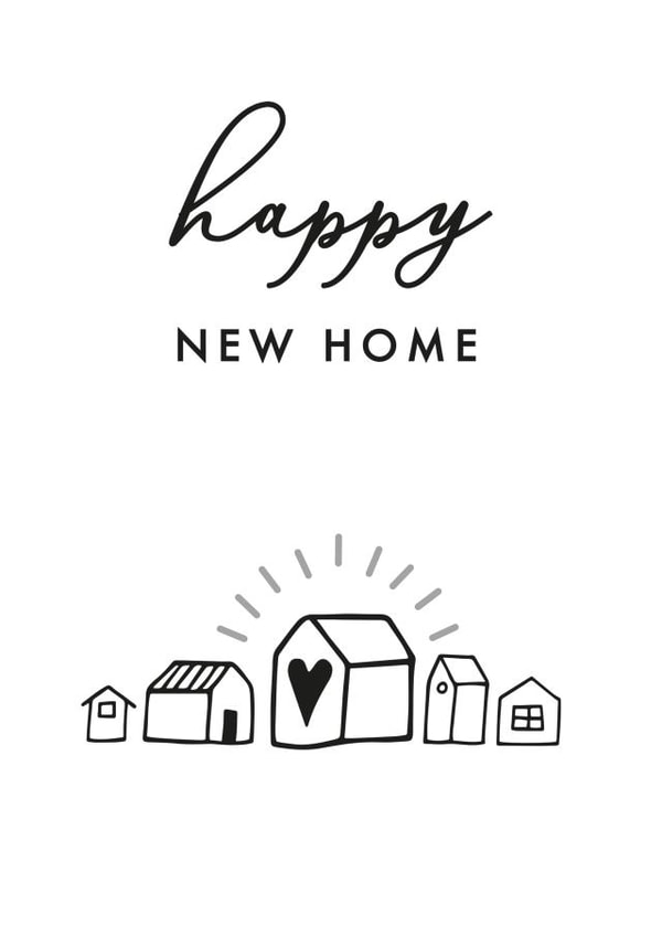 Contemporary Simple New Home Card - Houses - Heart - Happy New Home created by Jodie Gaul & Co