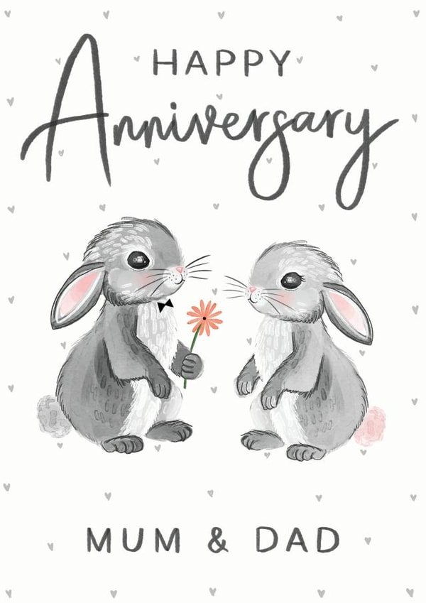 Cute Bunny Rabbit Anniversary Card - Parents - Mum & Dad - Happy Anniversary Mum & Dad created by Making Meadows Ltd