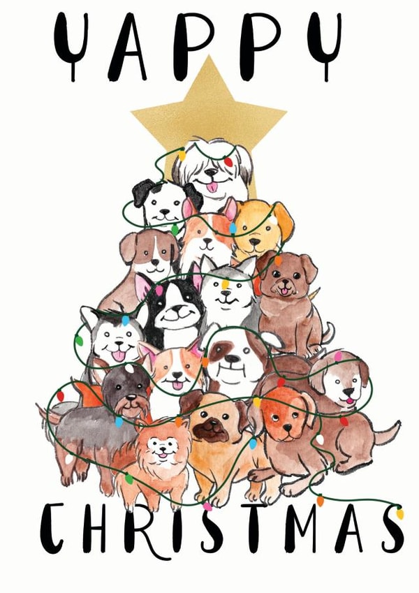 Yappy Christmas - Dog themed christmas card created by Willow and Tweet Designs