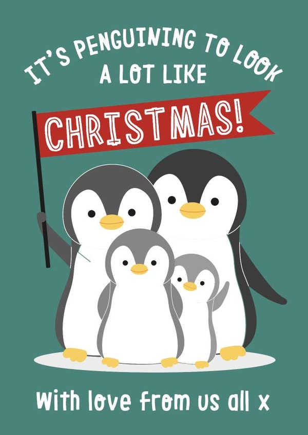 Penguin Christmas Wishes from Us All created by Wink Design - Michelle Roberts