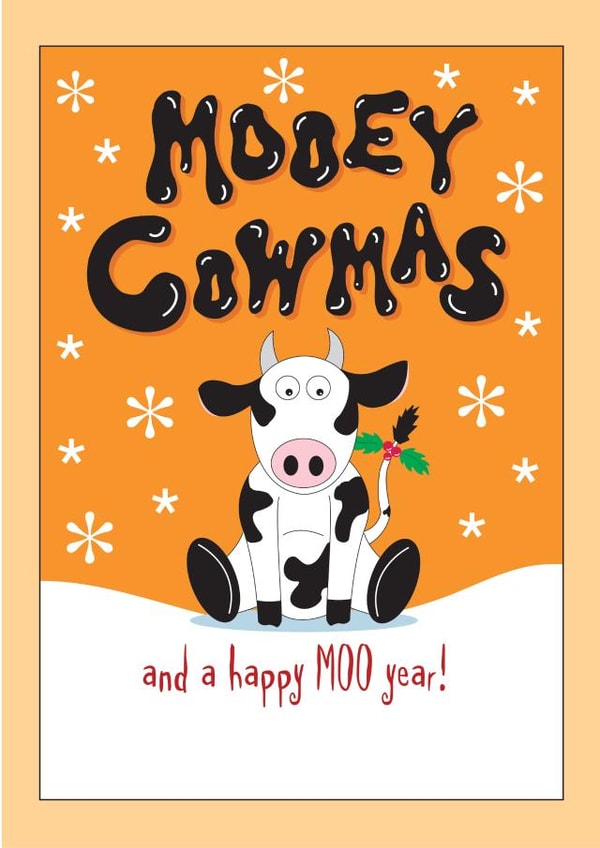Cute cow Christmas greetings created by Wicked Poppy Designs