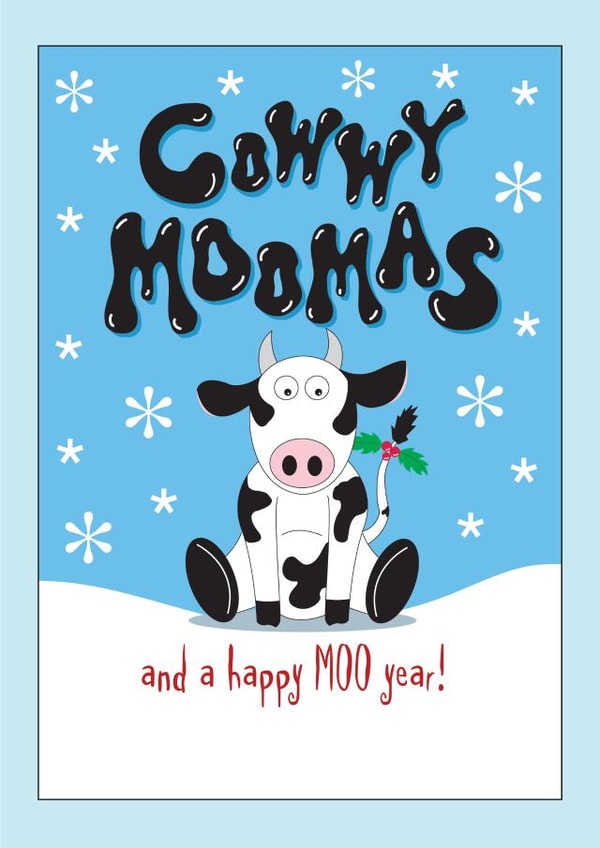 Christmas cow greetings created by Wicked Poppy Designs