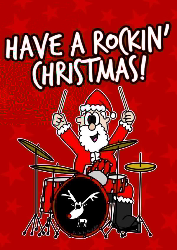 Have A Rockin' Christmas, Santa Playing Drums created by Doodle Rob