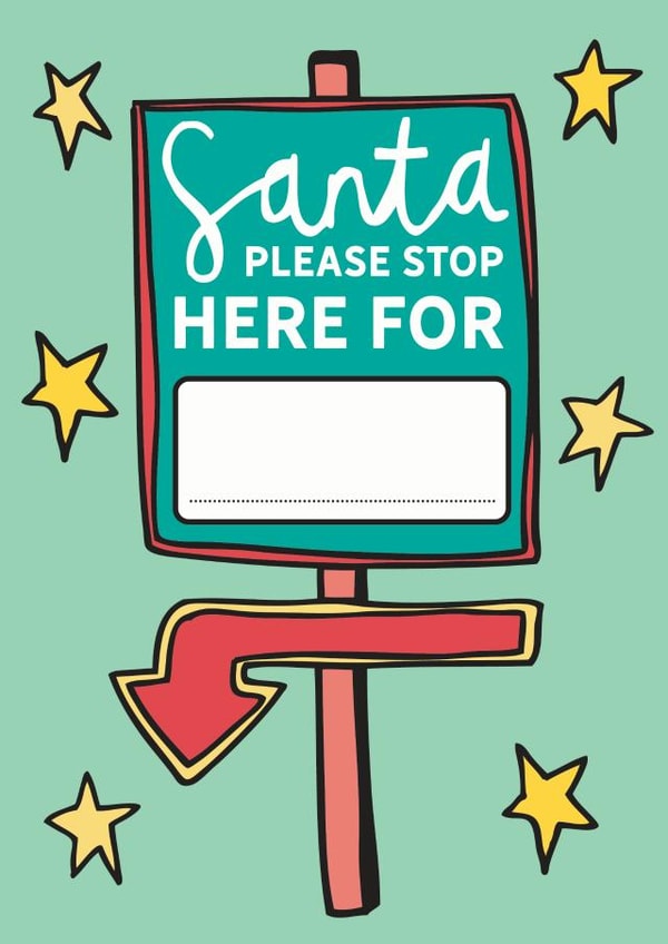 Santa Please Stop Here Personalised Christmas Card created by Dottypink Designs