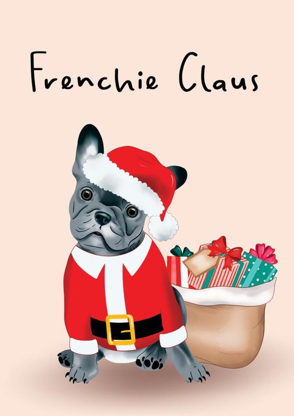 Frenchie Claus Funny French Bulldog Christmas Card created by Amy Florence Design