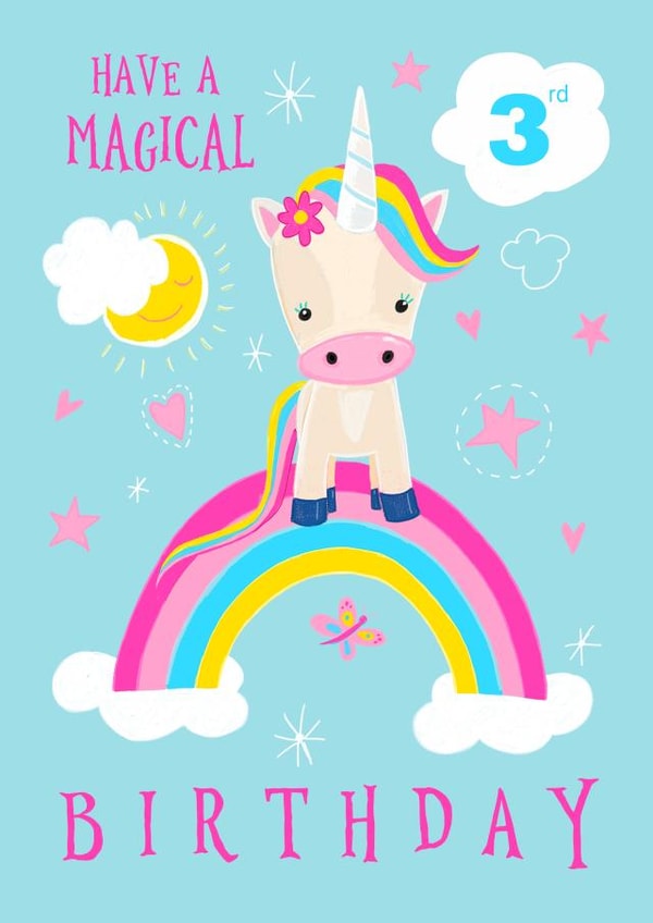 3rd Birthday Magical Unicorn Rainbow created by Dale Simpson