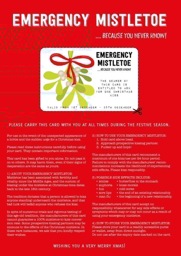 Emergency Mistletoe Funny Christmas Card created by Wit & Wisdom