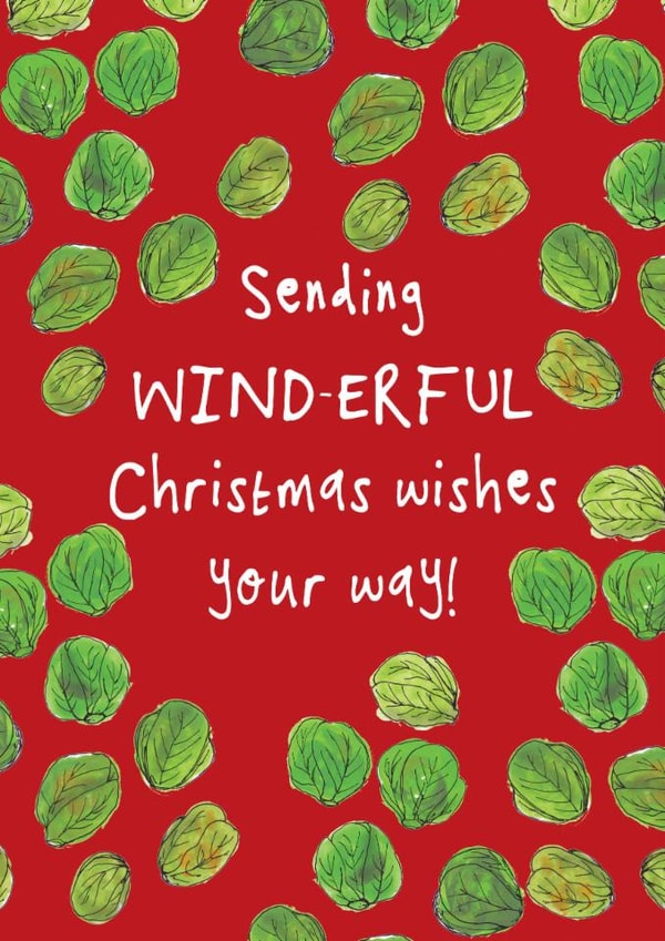 Funny Brussel Sprout fart Christmas card created by Bow & Bell