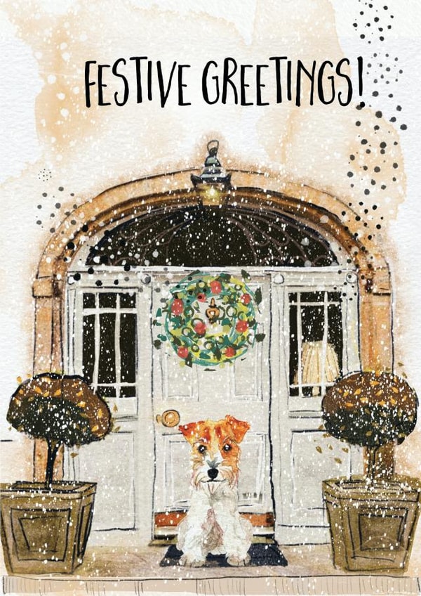 Festive Greetings Dog card created by Jo Scott Art