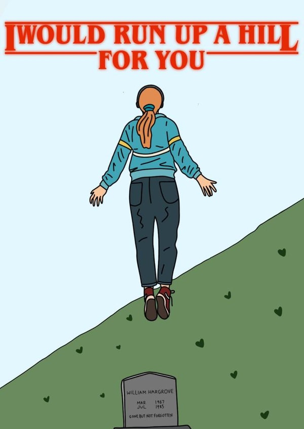 running up that hill stranger things card created by Jazzy Doodles do