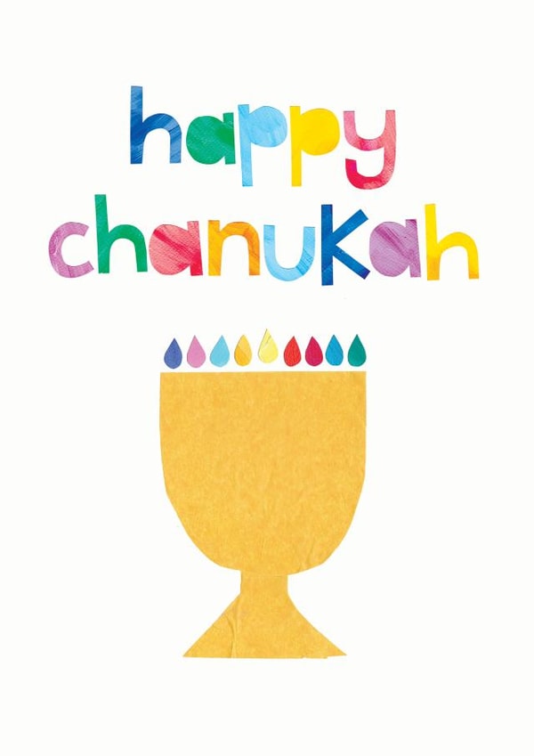 Chanukah card colourful menorah created by Eden Fay