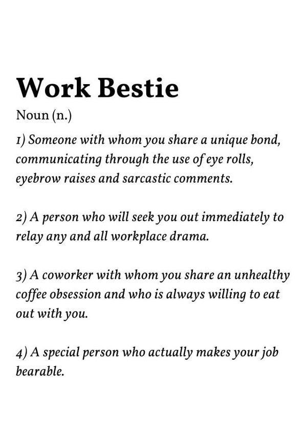 Work bestie coworker appreciation card  created by Hint of Sarcasm