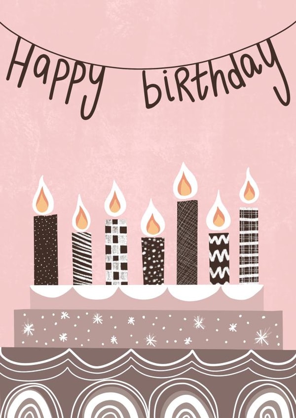 Classic Birthday Card - Cake - Candles created by @pepperpeachillustrations
