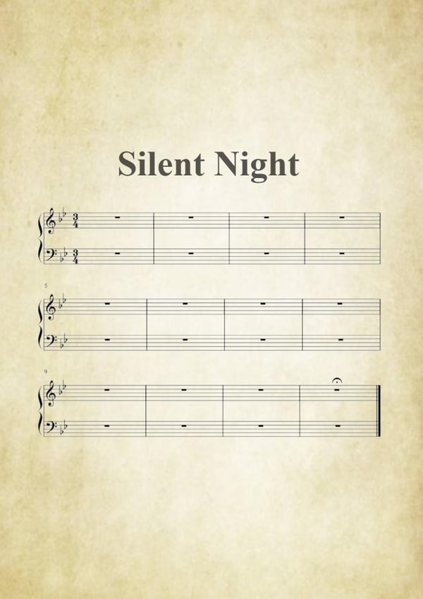 Traditional - Music - Music Sheet - Funny - Joke - Silent Night - Christmas Carol - Hymn Sheet - Christmas Card created by Pottsy Prints