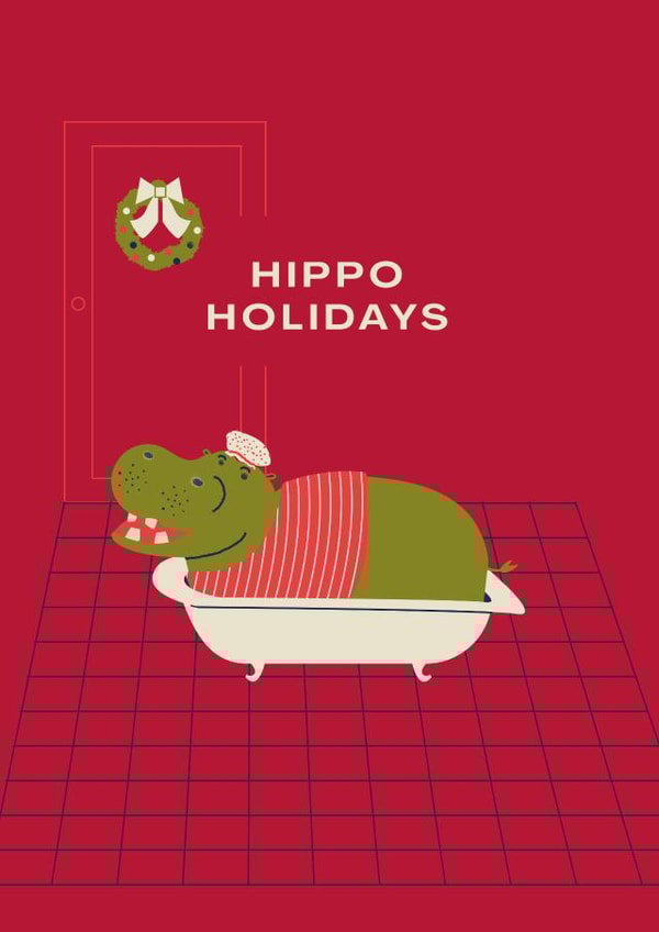 Hippo Holidays Funny Christmas Card created by Betiobca
