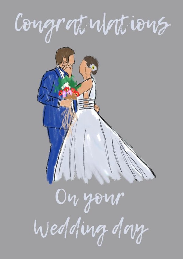 Congratulations on your Wedding day - Illustrated wedding card created by StuArt