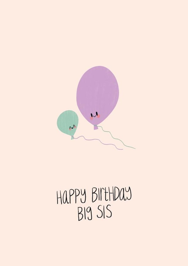 Big Sister Balloon Birthday Card created by Christine Cuddihy Illustration
