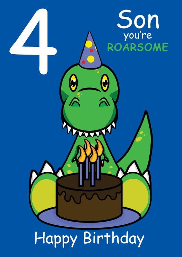 Roarsome Son 4th Birthday Card created by @Cupsie's Creations