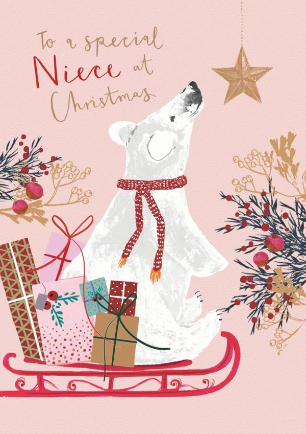 Cute Niece Polar Bear Christmas card created by Louise Tiler