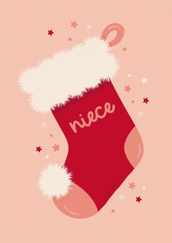 Cute - Pretty - Festive Stocking - Niece - For Her - Kids - Fluffy Santa Stocking - Stars - Christmas Card created by The Pattern Press