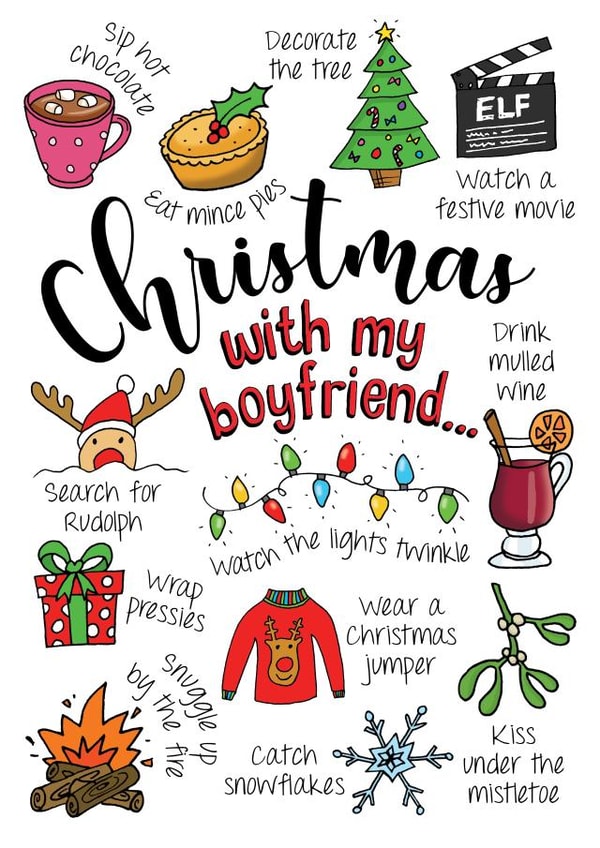 Boyfriend Christmas Bucket List card created by Eskimo Kiss Designs