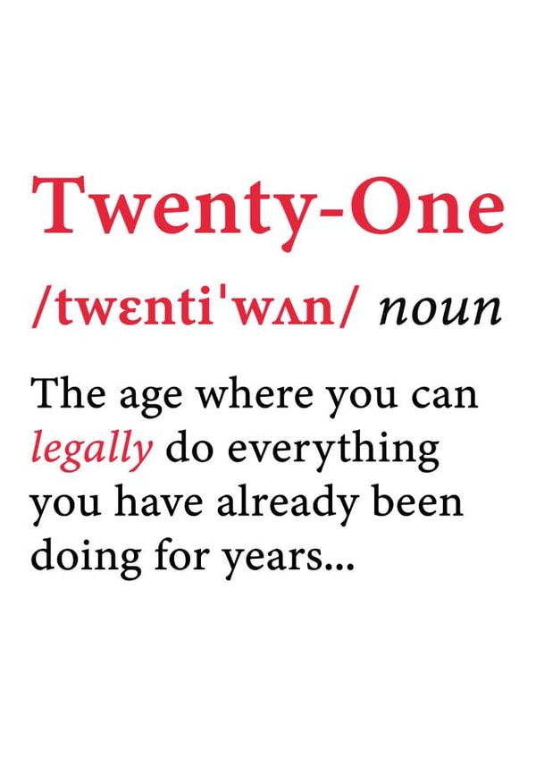 Twenty One Birthday Card Definition created by @RoseDesignCards
