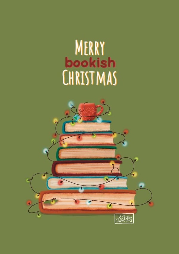 Merry Bookish Christmas card created by Ralitsa Hristova