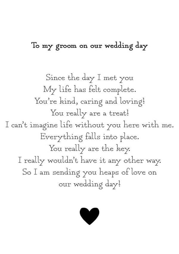 My groom on our wedding day - Poetic wedding card created by Ami Webster