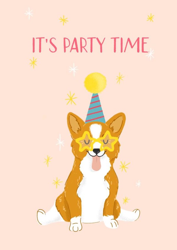 Cute, funny corgi. Party or birthday invitation. created by Anastasia Ultramarin