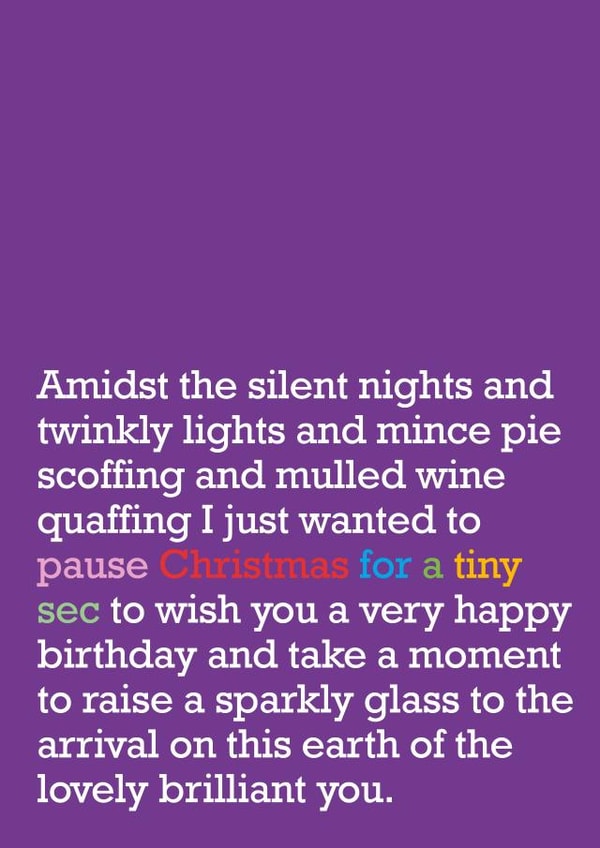 Christmas Birthday Card - Happy Birthday Card - Best Friend - December Birthday created by The Right Lines