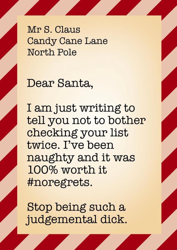 Funny letter to Santa Christmas card created by The Girl Next Draw Cards