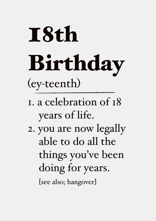 18th birthday definition card created by The Girl Next Draw Cards