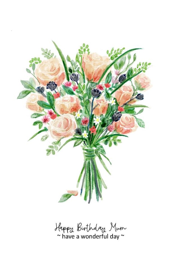 Pink Roses Bouquet  created by Pink Pen Studio