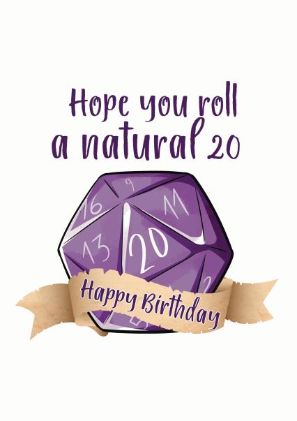 Dungeons and Dragons Natural 20 Birthday Card | thortful