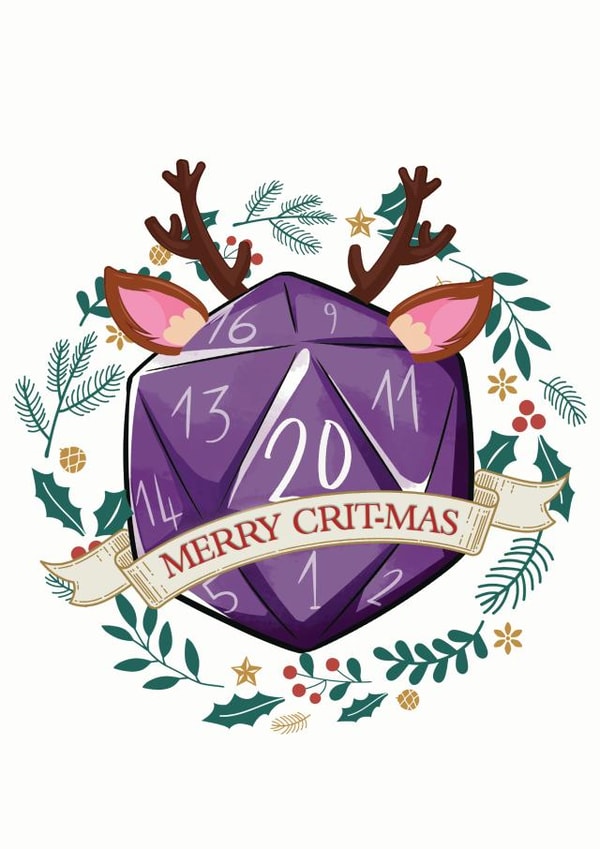 Dungeons and Dragons Merry Crit-Mas Deer Christmas Card created by Fox & Vixen Designs