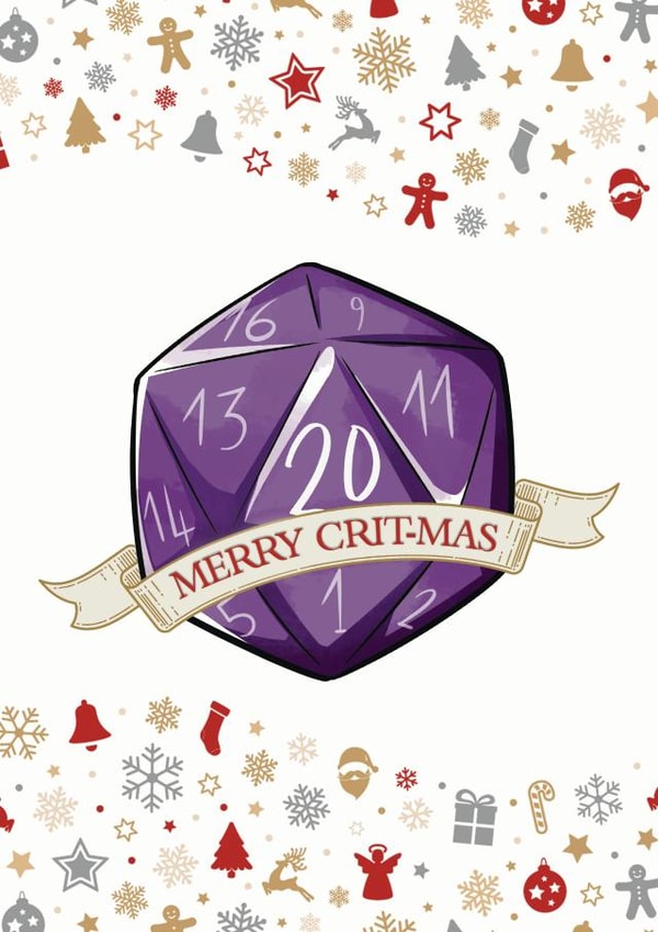 Dungeons and Dragons Merry Crit-Mas Christmas Card created by Fox & Vixen Designs