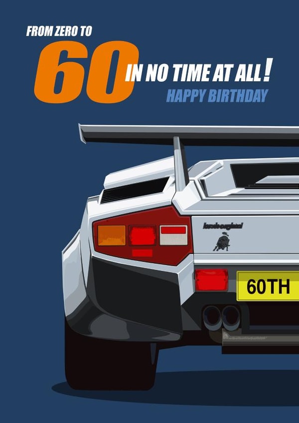 60TH BIRTHDAY SUPERCAR CARD. created by RetroMotion Artwork