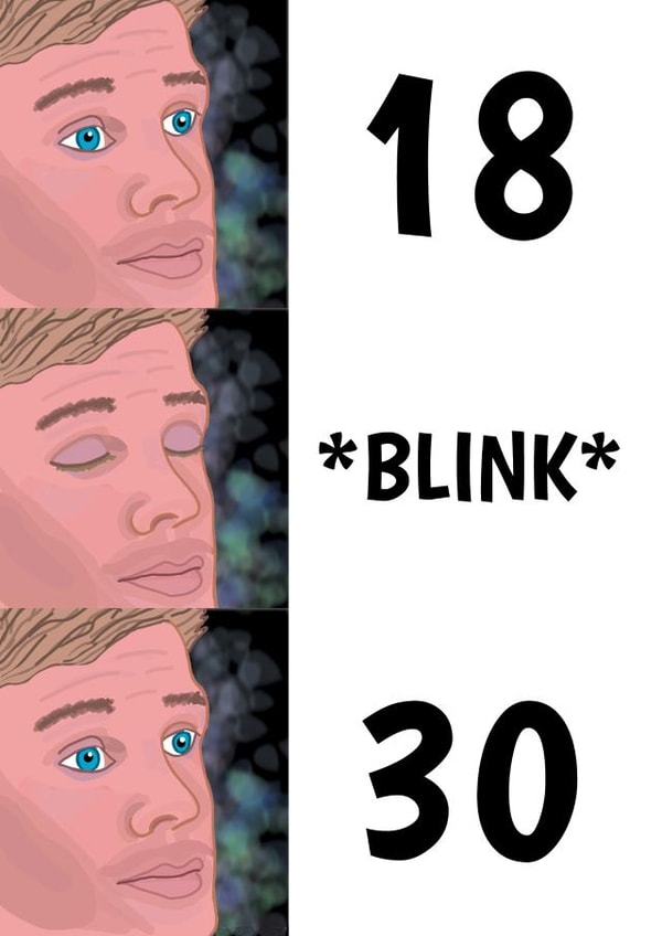 30th Birthday Funny Blink Meme Card created by @Cupsie's Creations
