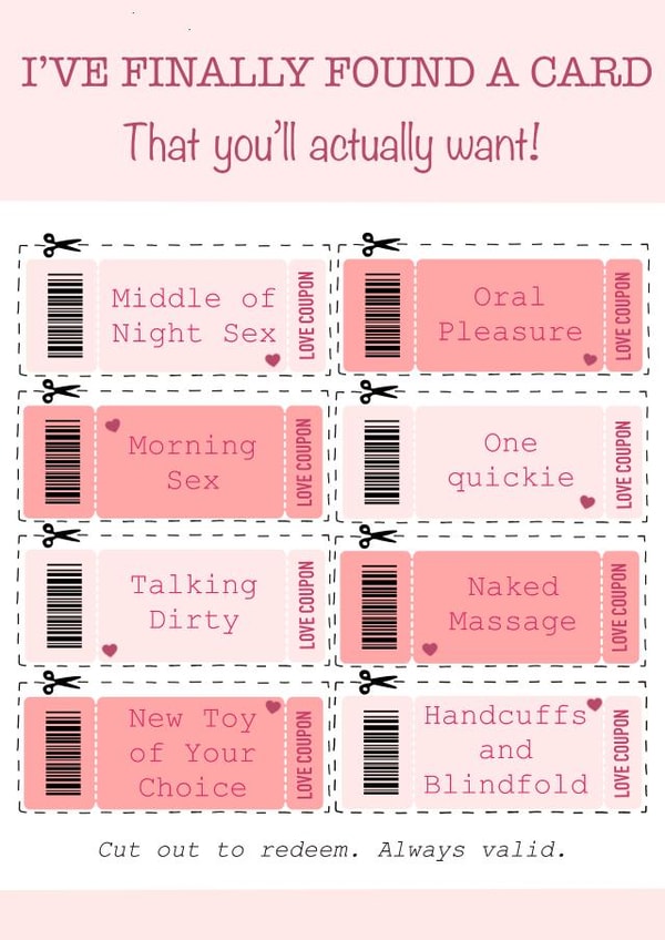 Naughty Love Coupons Anniversary Card / Valentines Day Card - I've Finally Found A Card That You'll Actually Want created by Kate and Co