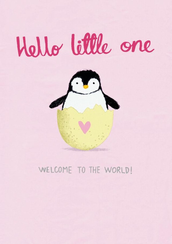 Little Penguin Pink New Baby Welcome created by Pencilface